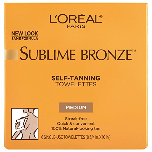 L'Oreal Paris Sublime Bronze Self Tanning Towelettes, Streak-Free, Natural Looking Tan, 6 ct (Pack of 2)