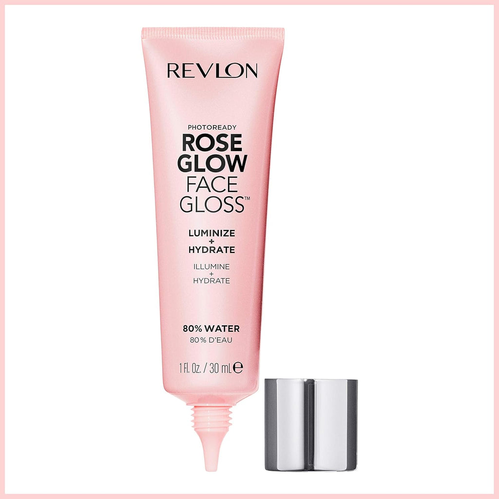 Revlon PhotoReady Face Gloss Rose Glow Primer, Makeup for All Skin Types, Hydrates, Illuminates & Moisturizes, Infused with Glycerin & Olive Oil Extract, 80% Water, 1 Fl Oz