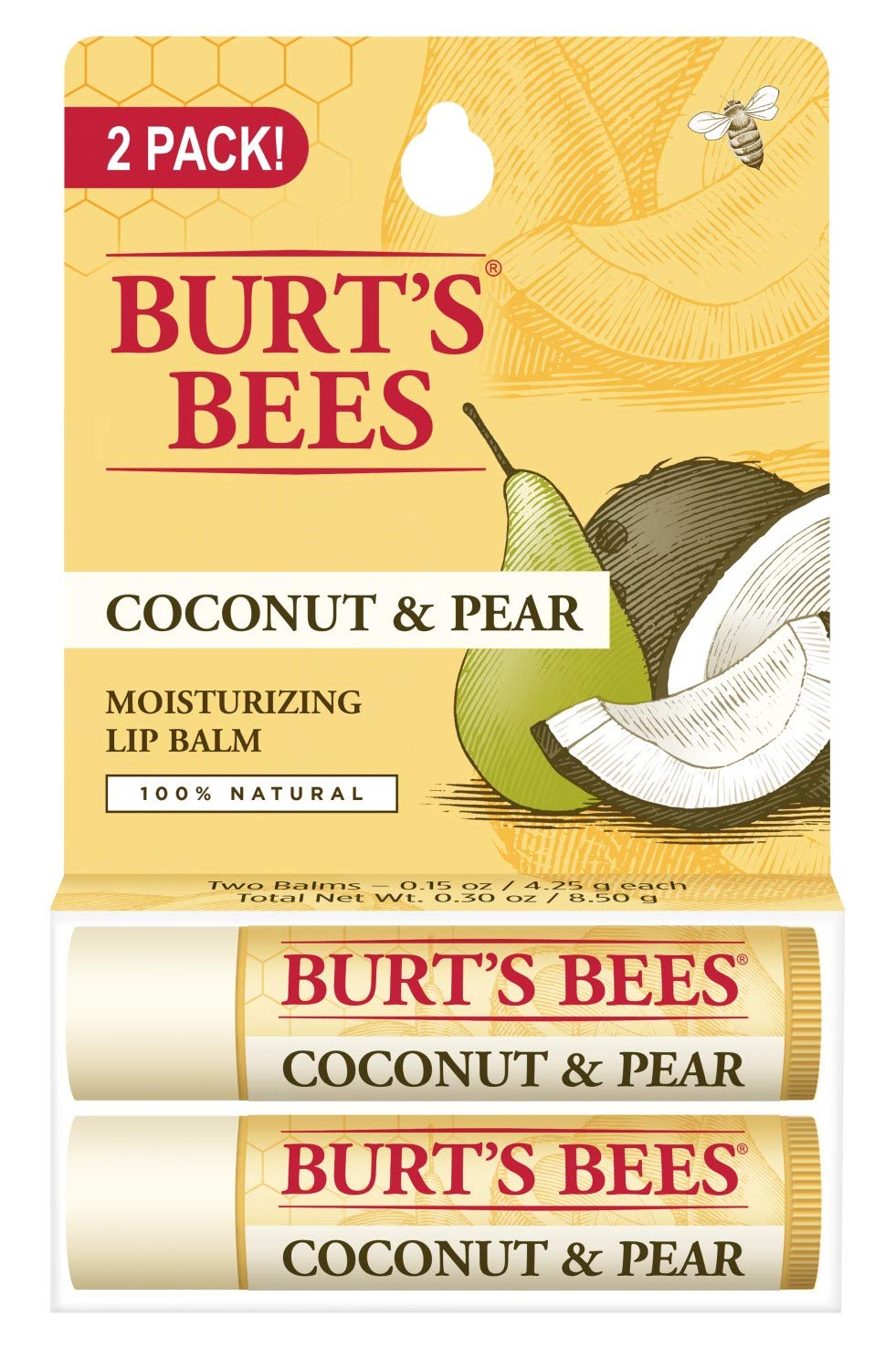 Burt's Bees Lip Balm, Pomegranate, Lip Moisturizer With Responsibly Sourced Beeswax, Tint-Free, Natural Conditioning Treatment, 1 Tube, 0.15 oz.