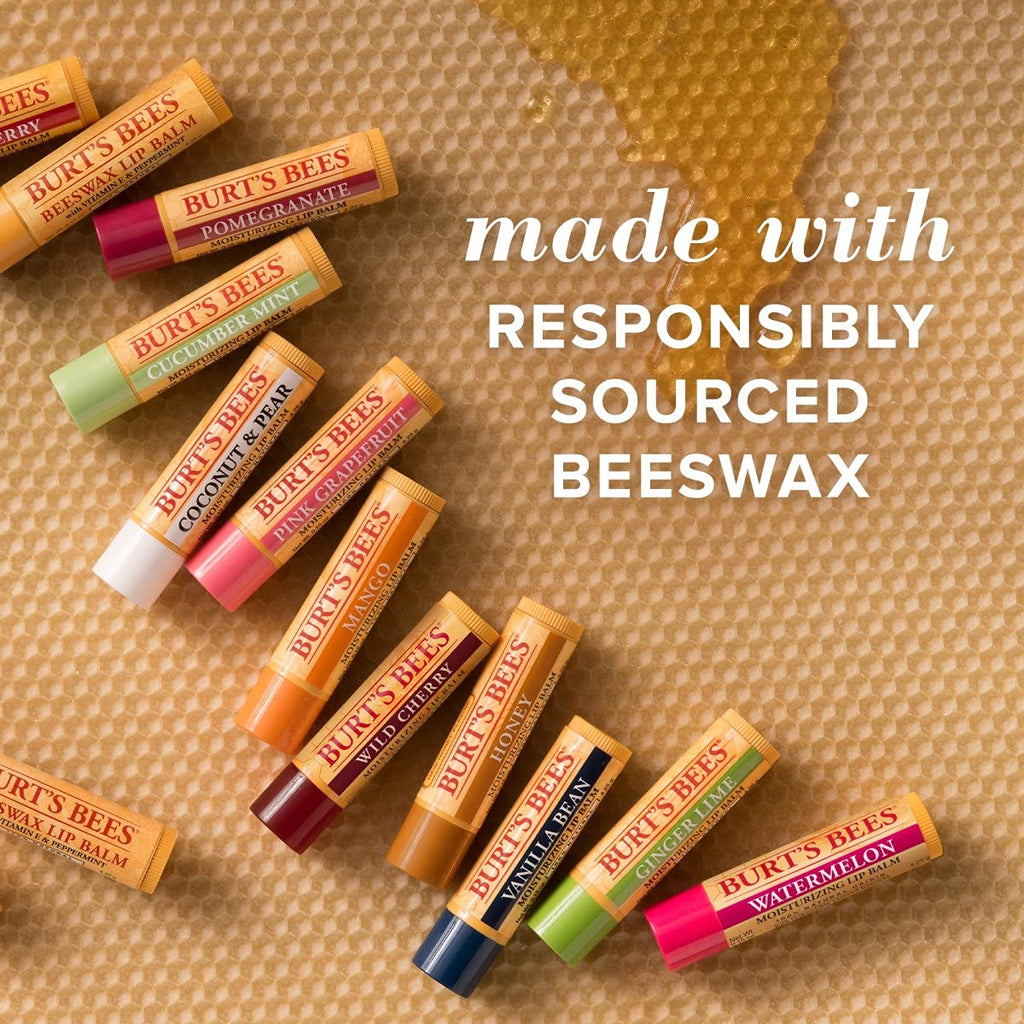 Burt's Bees Lip Balm, Pomegranate, Lip Moisturizer With Responsibly Sourced Beeswax, Tint-Free, Natural Conditioning Treatment, 1 Tube, 0.15 oz.