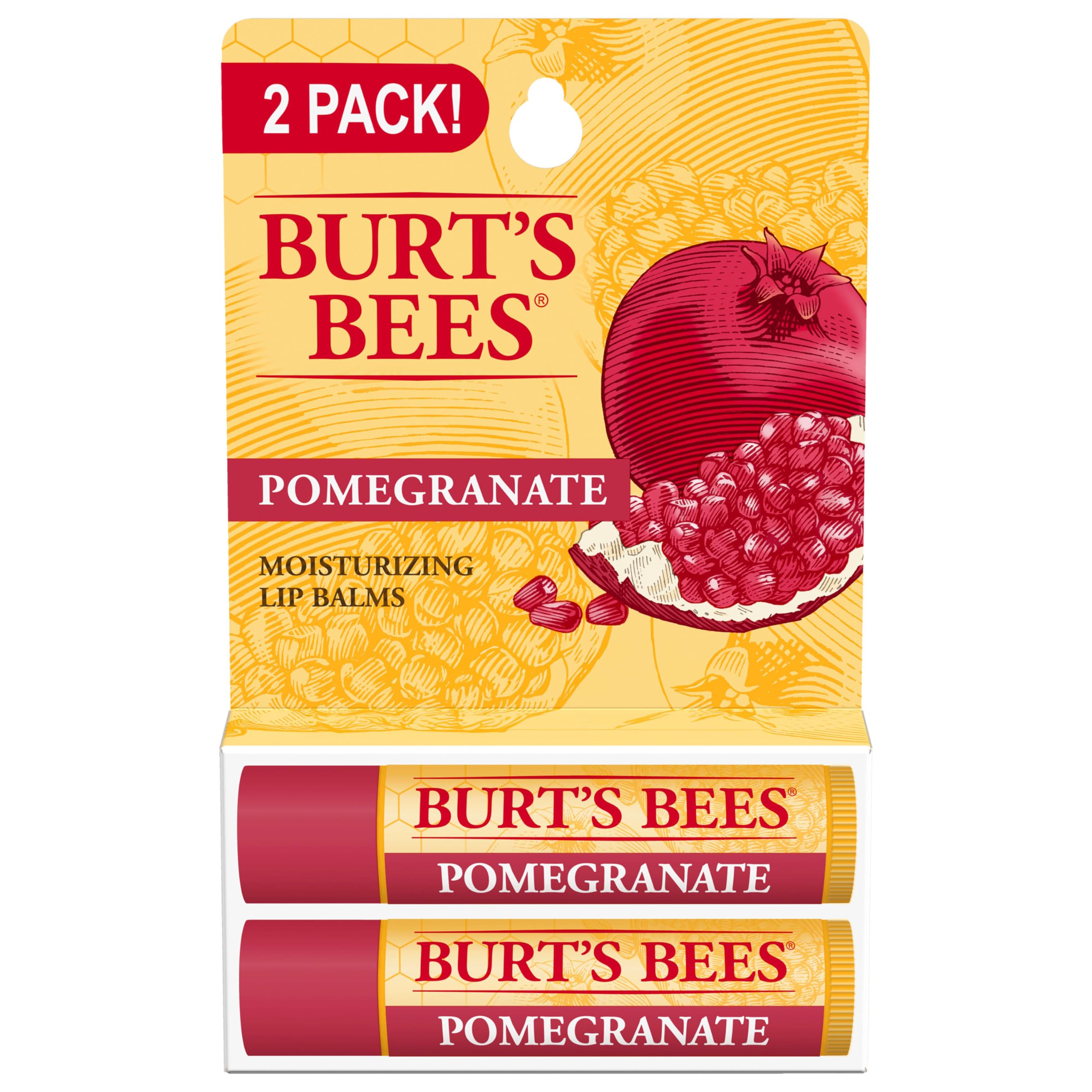 Burt's Bees Lip Balm, Pomegranate, Lip Moisturizer With Responsibly Sourced Beeswax, Tint-Free, Natural Conditioning Treatment, 1 Tube, 0.15 oz.
