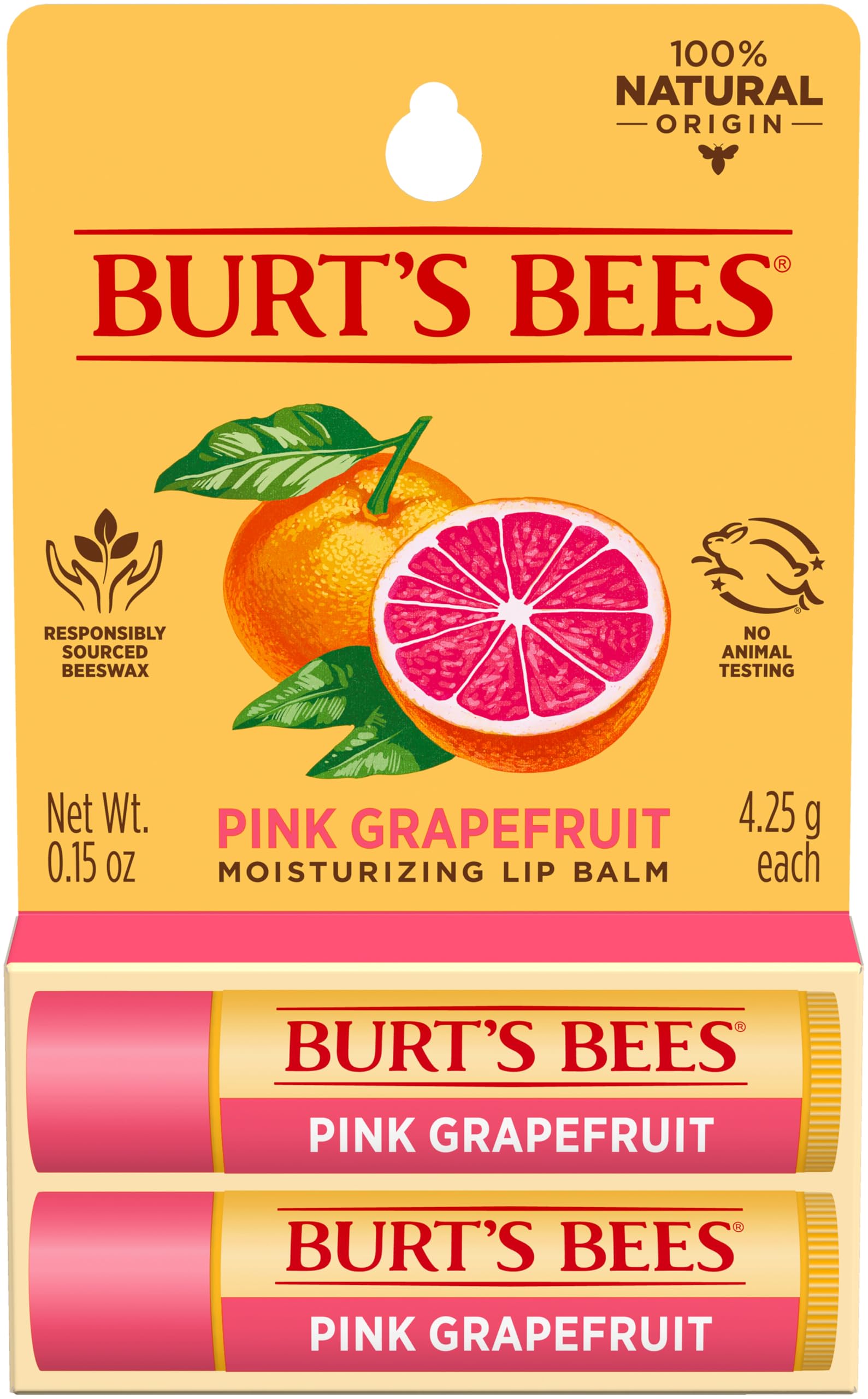 Burt's Bees Lip Balm, Pomegranate, Lip Moisturizer With Responsibly Sourced Beeswax, Tint-Free, Natural Conditioning Treatment, 1 Tube, 0.15 oz.