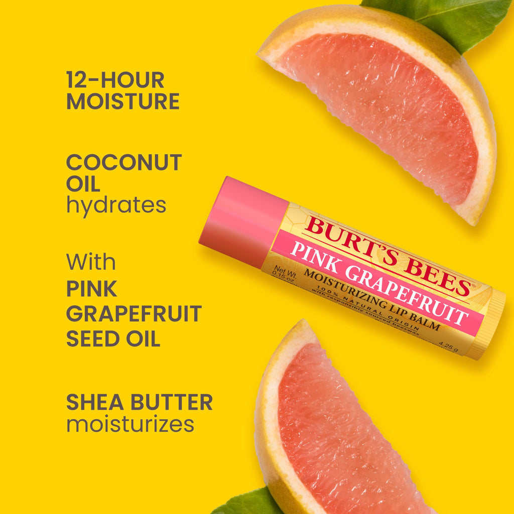 Burt's Bees Lip Balm, Pomegranate, Lip Moisturizer With Responsibly Sourced Beeswax, Tint-Free, Natural Conditioning Treatment, 1 Tube, 0.15 oz.