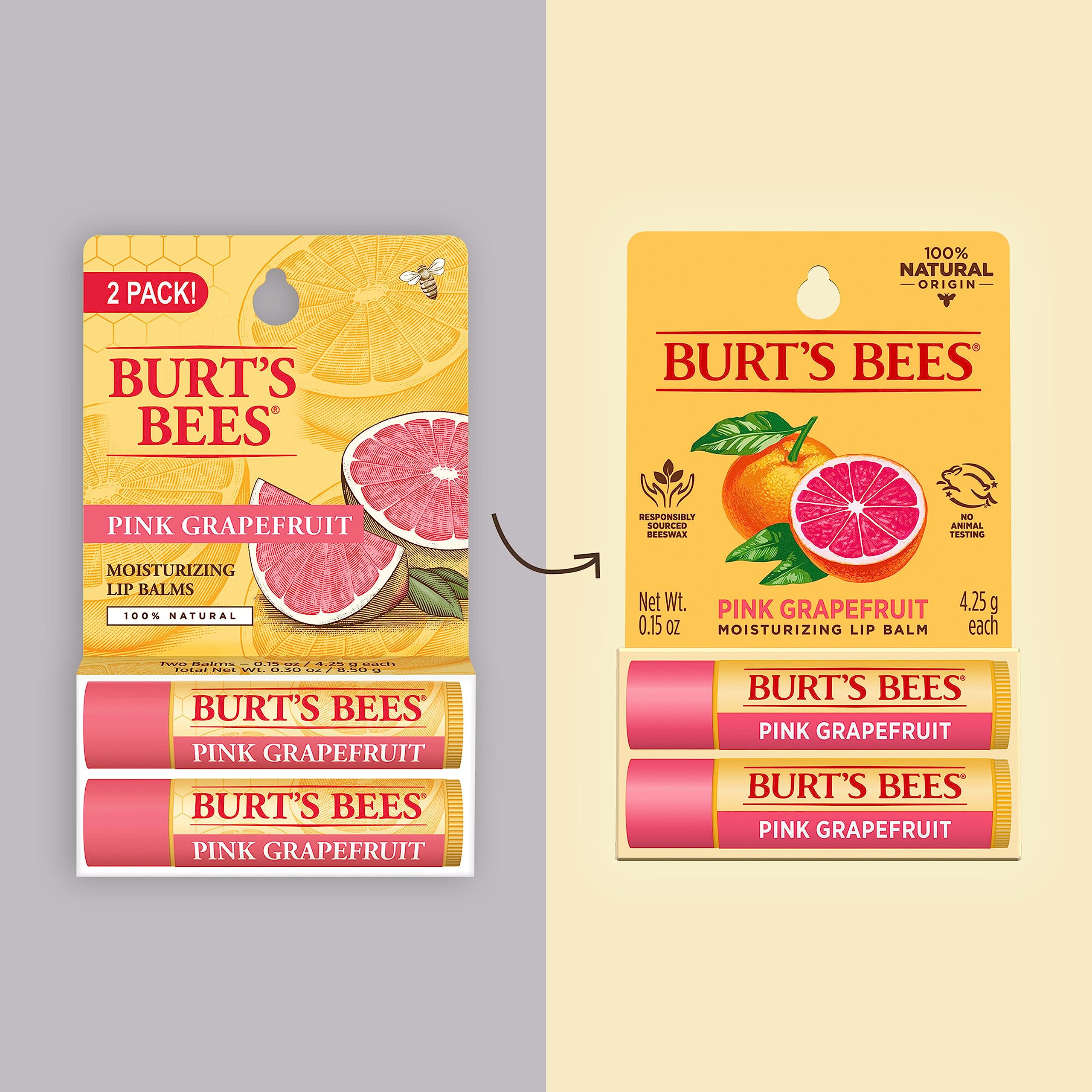 Burt's Bees Lip Balm, Pomegranate, Lip Moisturizer With Responsibly Sourced Beeswax, Tint-Free, Natural Conditioning Treatment, 1 Tube, 0.15 oz.